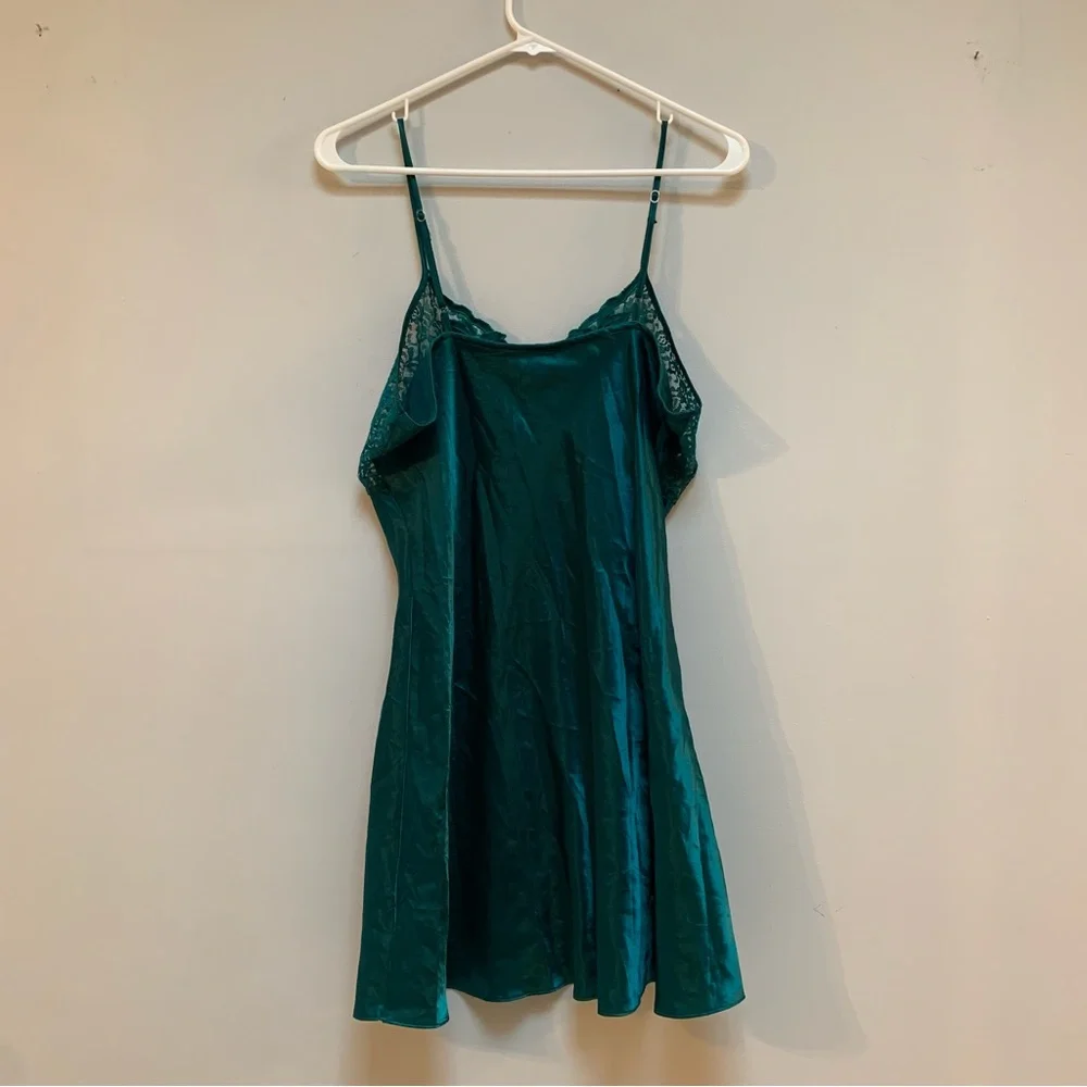Elegant Teal Lace Trim Vintage La Senza Chemise - Picture 3 of 6